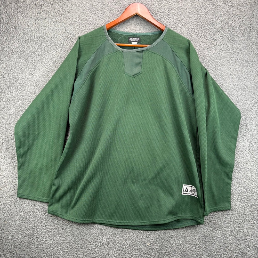 Akadema Professional Mens XL Green Long Sleeve Baseball Training Jersey Shirt